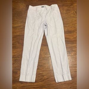 Joseph Linen Blend Cropped Pants Front Pleat Cuffed Light Blue Grey Luxe Medium